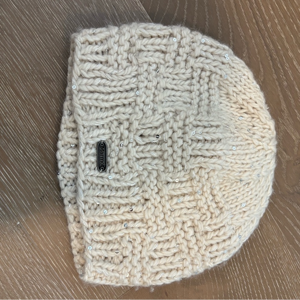 Marmot Ivory Sequin Knit Hat 153 Sale